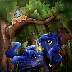 Size: 876x876 | Tagged: safe, artist:secret-pony, princess luna, alicorn, bird, pony, nest, solo