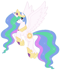 Size: 1024x1201 | Tagged: safe, artist:kitistraza, princess celestia, alicorn, pony, female, horn, looking at you, mare, multicolored mane, solo, white coat