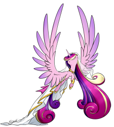 Size: 1127x1254 | Tagged: safe, artist:secret-pony, princess cadance, alicorn, pony, clothes, dress, female, long mane, simple background, transparent background, wedding dress