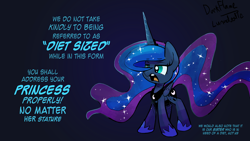 Size: 3000x1688 | Tagged: safe, artist:darkflame75, princess luna, alicorn, pony, female, horn, lunadoodle, mare, solo