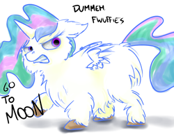 Size: 1000x800 | Tagged: safe, artist:afluffyartist, edit, princess celestia, alicorn, fluffy pony, pony, angry, solo