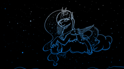 Size: 1280x720 | Tagged: safe, artist:midnightsix3, princess luna, alicorn, pony, cloud, lunadoodle, night, solo