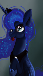 Size: 1080x1920 | Tagged: safe, artist:hierozaki, princess luna, alicorn, pony, lunadoodle, solo, tongue out