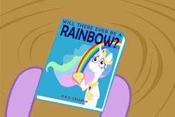 Size: 1614x1080 | Tagged: safe, artist:ranviet, princess celestia, twilight sparkle, alicorn, pony, book, the simpsons, will there ever be a rainbow