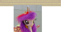 Size: 1220x640 | Tagged: safe, screencap, princess cadance, alicorn, pony, crown, female, horn, mare, multicolored mane, nightmare fuel, solo