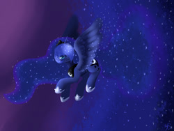 Size: 1280x960 | Tagged: safe, artist:ask-betty, princess luna, alicorn, pony, flying, smiling, solo