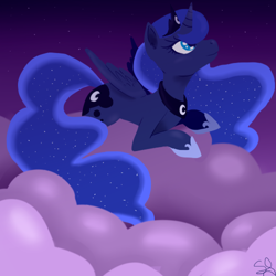 Size: 500x500 | Tagged: safe, artist:professorsly, princess luna, alicorn, pony, cloud, cloudy, solo