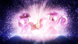 Size: 1024x576 | Tagged: safe, artist:tzolkine, princess cadance, twilight sparkle, alicorn, pony, butt shake, filly twilight sparkle, plot, sunshine sunshine