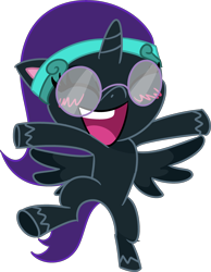 Size: 2626x3380 | Tagged: safe, alternate version, artist:poniidesu, oc, oc only, oc:nyx, alicorn, pony, my little pony: pony life, alicorn oc, cute, female, filly, foal, glasses, horn, nyxabetes, simple background, solo, transparent background, wings