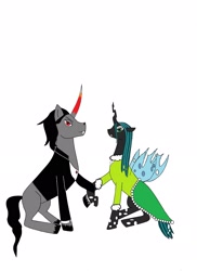 Size: 1700x2338 | Tagged: safe, king sombra, queen chrysalis, changeling, changeling queen, unicorn, 1000 hours in ms paint, female, horn, male, ms paint, stallion