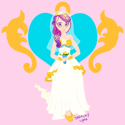 Size: 2720x2725 | Tagged: safe, artist:blacklynx-chan, princess cadance, clothes, dress, flower, humanized, solo