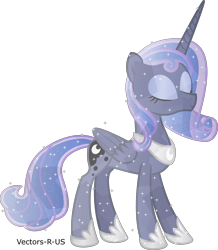 Size: 4356x5000 | Tagged: safe, artist:apony4u, princess luna, alicorn, crystal pony, pony, absurd resolution, alternate hairstyle, crystal alicorn, crystallized, eyes closed, simple background, solo, transparent background, vector