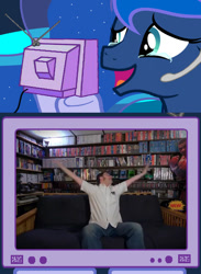 Size: 563x769 | Tagged: safe, princess luna, alicorn, pony, angry video game nerd, crying, desert bus, gamer luna, meme, tears of joy, tv meme