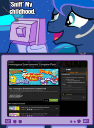 Size: 563x769 | Tagged: safe, princess luna, alicorn, pony, crying, exploitable meme, gamer luna, humongous entertainment, meme, obligatory pony, pajama sam, steam (software), tears of joy, tv meme