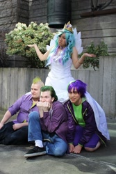 Size: 641x960 | Tagged: artist needed, safe, artist:okami-chan1023, princess celestia, spike, human, cosplay, irl, irl human, photo, sakura con