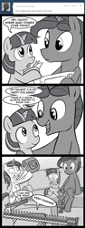 Size: 600x1600 | Tagged: safe, artist:madmax, derpibooru import, night light, shining armor, twilight sparkle, pony, unicorn, bad parenting, colt, comic, filly, filly twilight sparkle, gallows humor, gasoline, grayscale, imminent grimdark, imminent suicide, madmax silly comic shop, male, monochrome, scared, sex education, sofa, stallion, younger