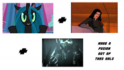 Size: 1280x720 | Tagged: safe, queen chrysalis, changeling, changeling queen, airachnid, baroness, exploitable meme, fusion, g.i. joe, hasbro, meme, transformers, transformers prime