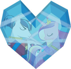 Size: 1024x991 | Tagged: safe, princess cadance, shining armor, alicorn, pony, unicorn, the crystal empire, crystal heart, duo, element of harmony, element of love, eyes closed, female, male, mare, simple background, stallion, transparent background, vector