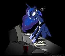 Size: 927x800 | Tagged: safe, artist:spartane27lol, princess luna, alicorn, pony, female, gamer luna, horn, mare, solo