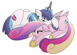 Size: 900x640 | Tagged: safe, artist:100yearslater, princess cadance, shining armor, alicorn, pony, unicorn, the crystal empire, crystal empire, magic suppression