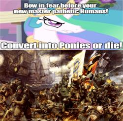 Size: 1037x1024 | Tagged: safe, princess celestia, alicorn, pony, humanity fuck yeah, imperial guard, ursarkar creed, warhammer (game), warhammer 40k, wrong aspect ratio, xenolestia