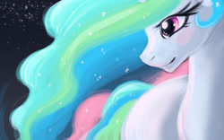 Size: 1920x1200 | Tagged: safe, artist:runxkidxrun, princess celestia, alicorn, pony, bust, female, horn, mare, multicolored mane, solo, white coat