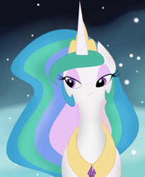 Size: 3282x4000 | Tagged: safe, artist:qcryzzy, artist:zev, princess celestia, alicorn, pony, female, horn, mare, multicolored mane, solo, white coat