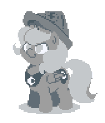 Size: 336x392 | Tagged: safe, artist:mrponiator, princess luna, alicorn, pony, animated, cartographer's cap, cute, female, filly, grayscale, hat, lunabetes, monochrome, moonstuck, pixel art, simple background, solo, transparent background, weapons-grade cute, woona