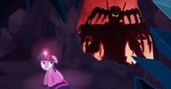 Size: 1280x664 | Tagged: safe, derpibooru import, edit, edited screencap, screencap, twilight sparkle, pony, unicorn, a canterlot wedding, cave, cave meme, doukoku chimatsuri, doukuku, exploitable meme, female, mare, meme, power rangers samurai, samurai sentai shinkenger, sitting, super sentai, xandred