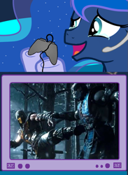 Size: 563x769 | Tagged: safe, princess luna, alicorn, pony, exploitable meme, gamer luna, meme, mortal kombat, mortal kombat x, obligatory pony, scorpion (mortal kombat), sub-zero, tears of joy, tv meme