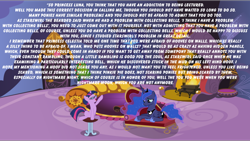 Size: 960x540 | Tagged: safe, princess luna, twilight sparkle, celestias room, chair, dr twilight, lecture, shrink, sofa, wall of text