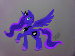 Size: 960x720 | Tagged: safe, artist:crispy-tasty, princess luna, alicorn, pony, female, horn, mare, simple background, solo, white background