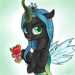 Size: 2000x2000 | Tagged: safe, artist:nobody47, queen chrysalis, changeling, changeling queen, cute, cutealis, female, heart, solo