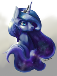 Size: 1024x1371 | Tagged: safe, artist:nalenthi, princess luna, alicorn, pony, female, horn, mare, simple background, solo, white background