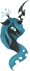 Size: 466x1080 | Tagged: safe, artist:rariedash, queen chrysalis, changeling, changeling queen, bust, fangs, female, floppy ears, lineless, portrait, profile, simple background, solo, teeth, white background