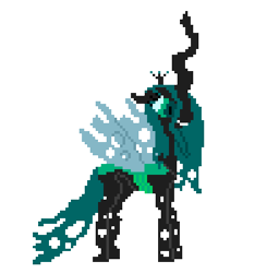 Size: 392x400 | Tagged: safe, queen chrysalis, changeling, changeling queen, female, green eyes, horn, pixel art, solo