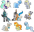 Size: 882x830 | Tagged: safe, bon bon, carrot top, derpy hooves, dj pon-3, golden harvest, lyra heartstrings, mayor mare, octavia melody, queen chrysalis, screw loose, sweetie drops, trixie, vinyl scratch, zecora, changeling, changeling queen, earth pony, pegasus, pony, unicorn, zebra, background pony, bench, bow, cello, eyes closed, female, flutteryay, mare, musical instrument, raised hoof, simple background, sitting, transparent background, yay