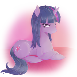 Size: 1120x1120 | Tagged: safe, artist:v-invidia, derpibooru import, twilight sparkle, pony, unicorn, crossed hooves, female, lidded eyes, looking at you, mare, prone, solo