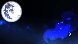 Size: 1920x1080 | Tagged: safe, artist:rariedash, princess luna, alicorn, pony, bust, cutie mark, female, full moon, horn, lineless, mare, mare in the moon, moon, portrait, profile, solo, stars, wallpaper, wings