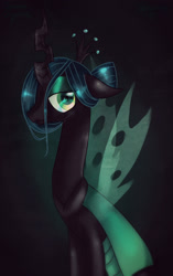 Size: 980x1561 | Tagged: dead source, safe, artist:greenver, queen chrysalis, changeling, changeling queen, alternate hairstyle, female, solo