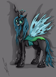 Size: 2550x3509 | Tagged: safe, artist:hoodedtomsi, queen chrysalis, changeling, changeling queen, female, solo