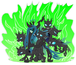 Size: 1243x1075 | Tagged: safe, artist:skyjagged, queen chrysalis, changeling, changeling queen, female, fire, green fire