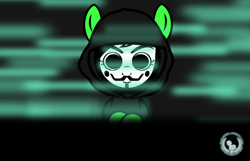 Size: 2000x1287 | Tagged: safe, artist:isaac_pony, oc, oc:anon filly, oc:anonymous, pony, anonymous, black background, clothes, female, filly, green skin, hack, hacker, mask, shirt, simple background, solo, vector