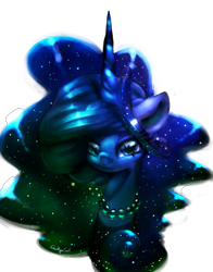 Size: 1341x1709 | Tagged: safe, artist:carligercarl, princess luna, alicorn, pony, bust, ethereal mane, jewelry, necklace, portrait, solo, space, starry mane, stars