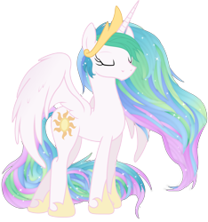 Size: 3000x3199 | Tagged: safe, artist:theshadowstone, princess celestia, alicorn, pony, messy mane, missing accessory, solo