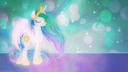 Size: 2560x1440 | Tagged: safe, artist:game-beatx14, artist:theshadowstone, princess celestia, alicorn, pony, solo, wallpaper