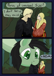 Size: 1000x1414 | Tagged: safe, artist:happy harvey, color edit, edit, oc, oc:anon filly, human, pony, attack on pony, attack on titan, colored, comic, dialogue, drawn on phone, female, filly, fire swamp, giant earth pony, giant filly, giant pony, macro, male, nom, ponies eating humans, princess buttercup, rodents of unusual size, swamp, the dread pirate roberts, the princess bride, trace, westley