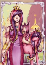 Size: 596x843 | Tagged: safe, artist:kuroi-kurosu, princess cadance, alicorn, pony, female, horn, human ponidox, humanized