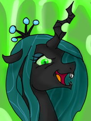 Size: 386x515 | Tagged: safe, artist:mcwhale4, queen chrysalis, changeling, changeling queen, female, green eyes, horn, solo