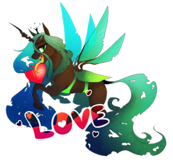 Size: 800x743 | Tagged: safe, artist:sutexii, queen chrysalis, changeling, changeling queen, heart, solo, tongue out